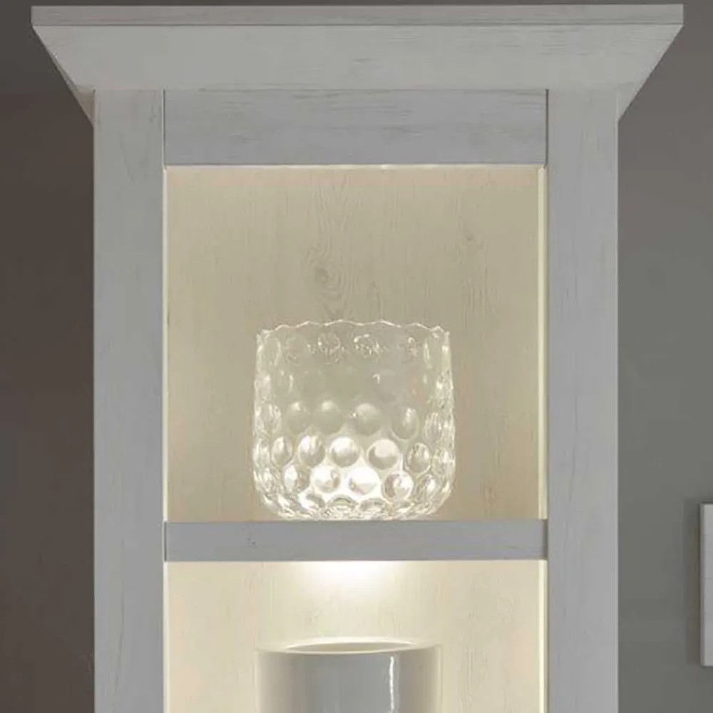 Wohnen Wohnzimmerschränke|Wohnwände*Beleuchtete Wohnwand Chelles im weißem Landhausstil (vierteilig)