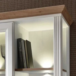 Wohnen Vitrinen|Wohnzimmer-Vitrinen*Beleuchteter Vitrinenschrank im Country Style - Sinolita