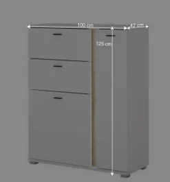 Wohnen Küchenschränke|Highboards*Beleuchtetes Sideboard in Weiß mit Wildeiche - Racelyn