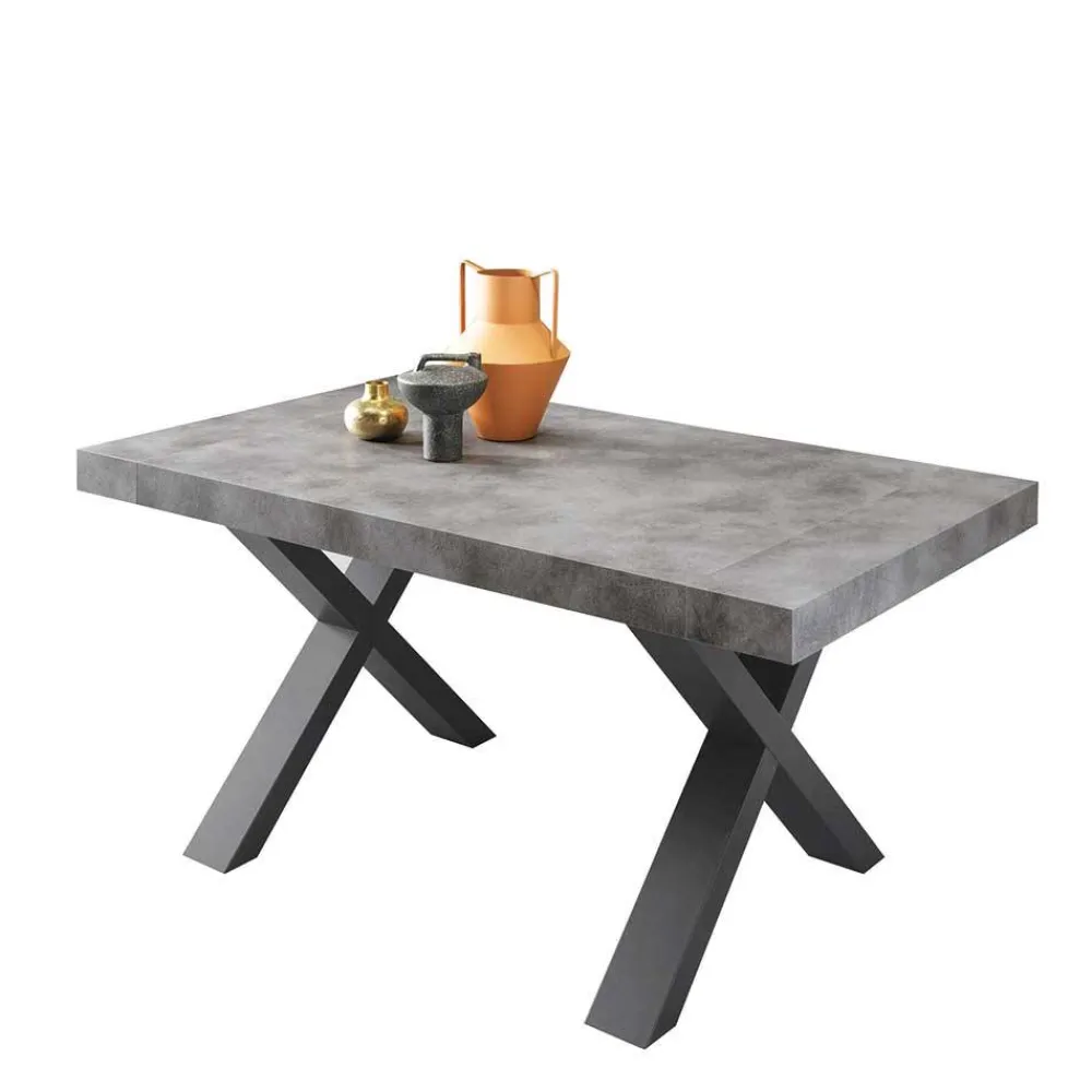 Wohnen Loft Möbel|Industrial Möbel*Betonoptik Ausziehtisch mit zwei Einlegeplatten - Relisa
