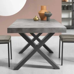 Wohnen Loft Möbel|Industrial Möbel*Betonoptik Ausziehtisch mit zwei Einlegeplatten - Relisa