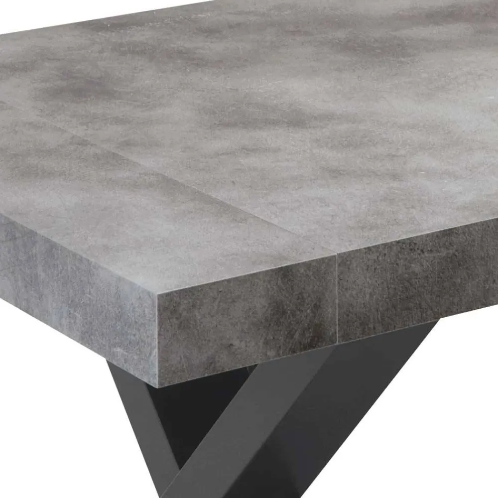 Wohnen Loft Möbel|Industrial Möbel*Betonoptik Ausziehtisch mit zwei Einlegeplatten - Relisa