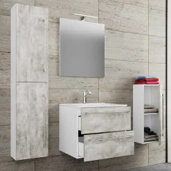 Wohnen Betonoptik Badezimmermöbel Set - Salvadore (vierteilig)