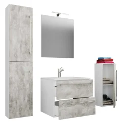 Wohnen Betonoptik Badezimmermöbel Set - Salvadore (vierteilig)