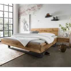 Wohnen Bett & Nachtkommoden aus Wildeiche - Aryvano (dreiteilig)