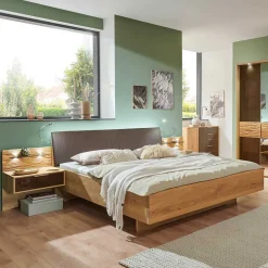 Wohnen Braune Möbel|Betten*Bett & Nachtkommoden Kombi - Silberto (dreiteilig)