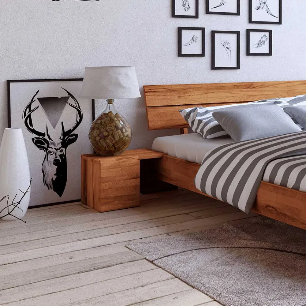 Wohnen Bett Alcarizora aus Kernbuche Massivholz