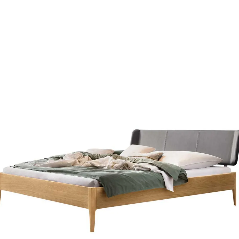 Wohnen Bett aus Massivholz Eiche Hell - Borna