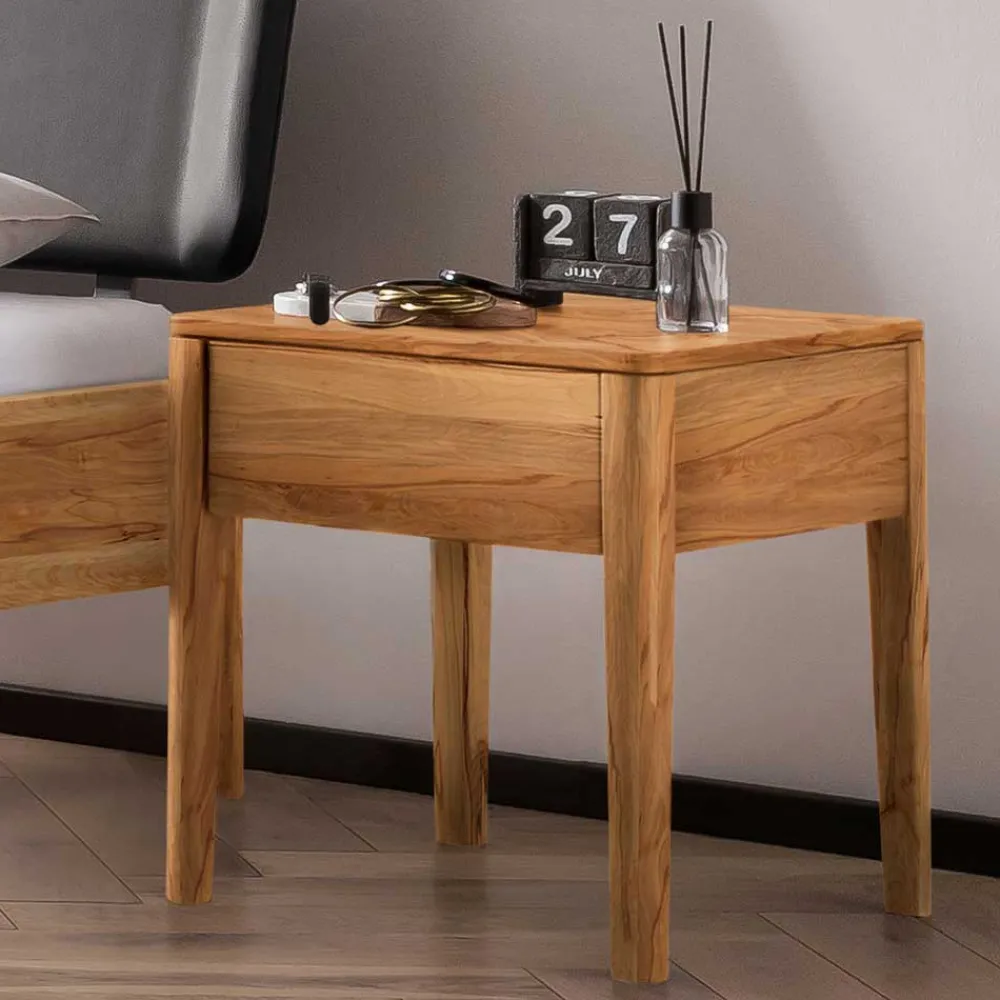 Wohnen Naturholzmöbel|Betten*Bett aus Wildbuche massiv und Kunstleder - Padricio