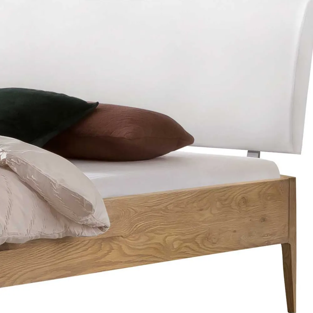 Wohnen Weiße Möbel|Naturholzmöbel*Bett aus Wildeiche Holz & Kunstleder - Vinessia