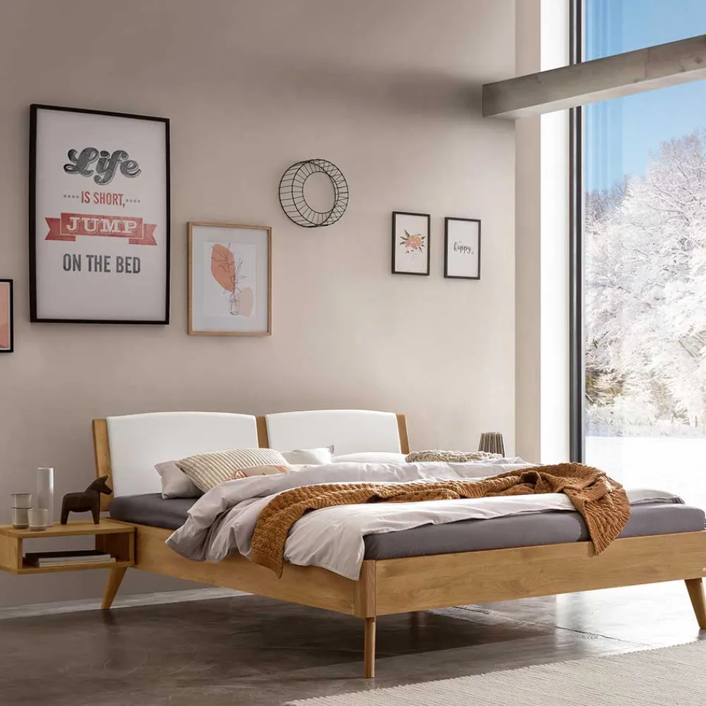 Wohnen Betten|Betten*Bett aus Wildeiche mit Kunstleder - Cubus