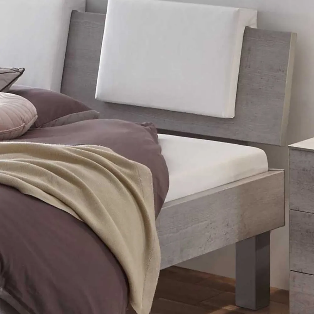 Wohnen Bett in Betonoptik mit Kopfteil Kissen - Rienas