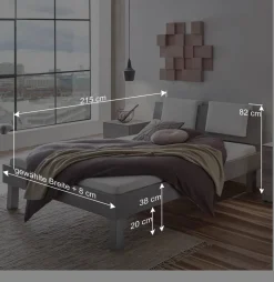 Wohnen Bett in Betonoptik mit Kopfteil Kissen - Rienas
