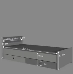 Wohnen Bett in Weiß & Lichtgrau Beton Optik - Orsidio