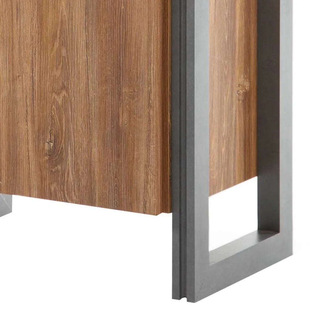 Wohnen Flurkommoden*Bett Kommode im Eiche dunkel Dekor und Schwarz - Rompira