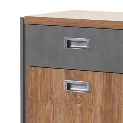 Wohnen Flurkommoden*Bett Kommode im Eiche dunkel Dekor und Schwarz - Rompira