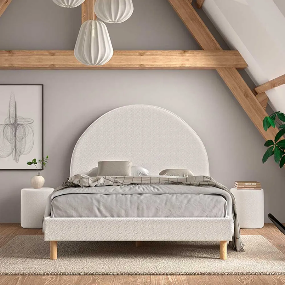 Wohnen Skandinavische Möbel*Bett mit hohem halbrundem Kopfteil - Skylab