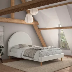 Wohnen Skandinavische Möbel*Bett mit hohem halbrundem Kopfteil - Skylab