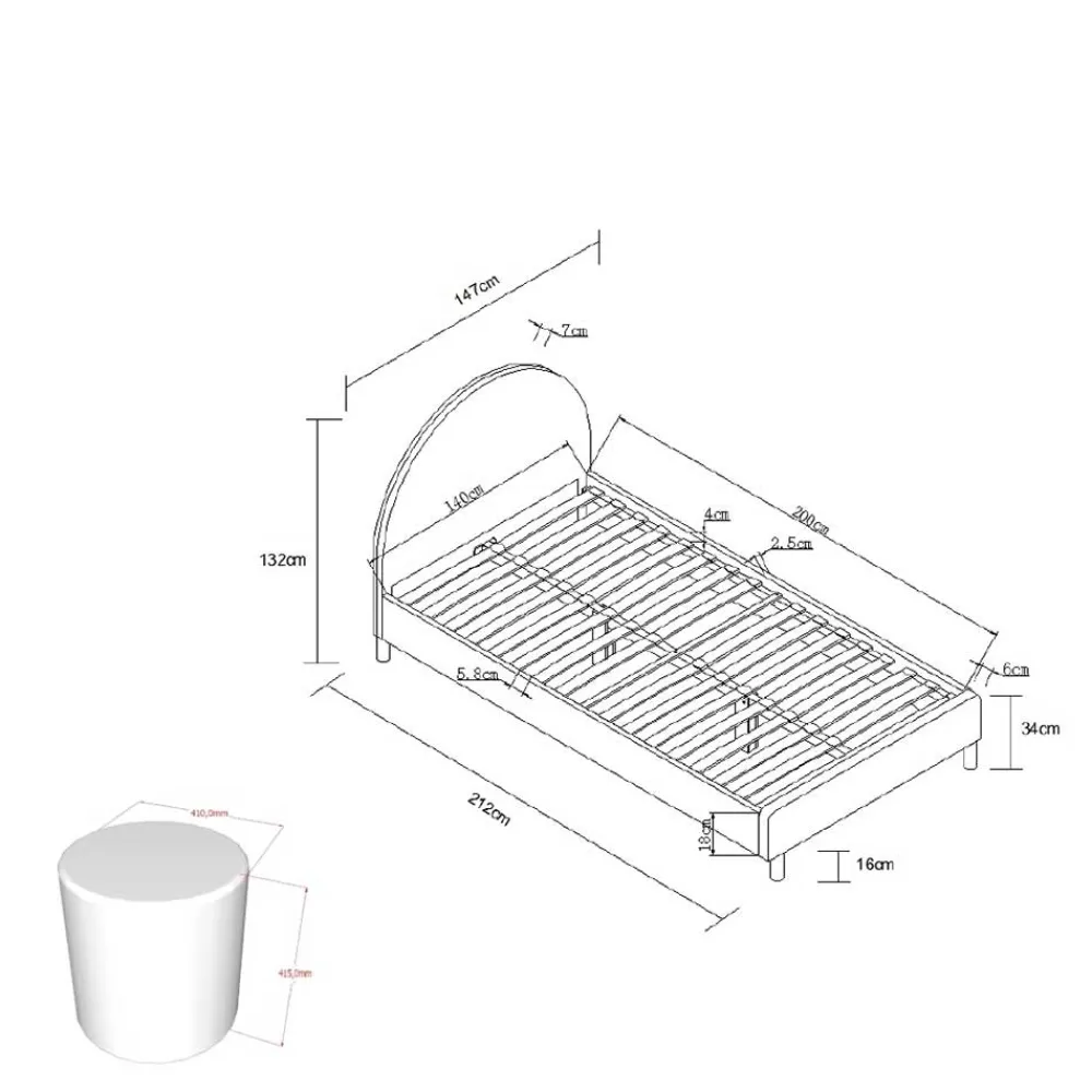 Wohnen Skandinavische Möbel*Bett mit hohem halbrundem Kopfteil - Skylab