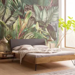 Wohnen Graue Möbel|Naturholzmöbel*Bett mit Kopfteil gepolstert Kunstleder Anthrazit - Catrizia