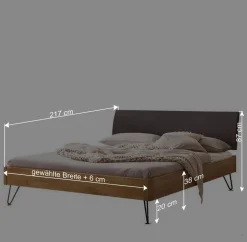 Wohnen Graue Möbel|Naturholzmöbel*Bett mit Kopfteil gepolstert Kunstleder Anthrazit - Catrizia