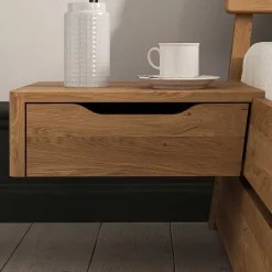 Wohnen Naturholzmöbel|Betten*Bett mit Nachtkonsolen aus Wildeiche - Grenadys (dreiteilig)