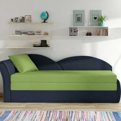 Wohnen Bett Recamiere in Hellgrün und Dunkelblau - Cobagon