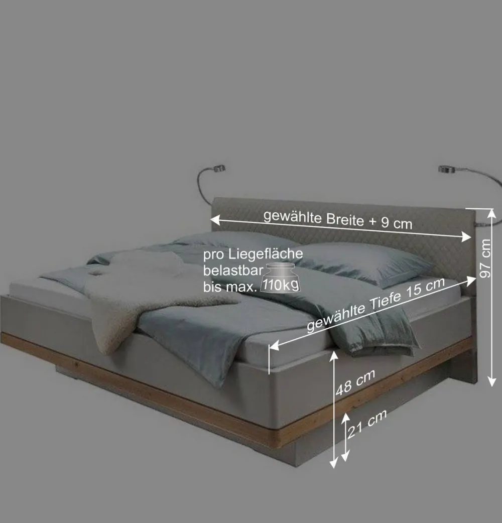 Wohnen Betten|Betten*Bettanlage komplett - modernes Design - Crascanu (dreiteilig)