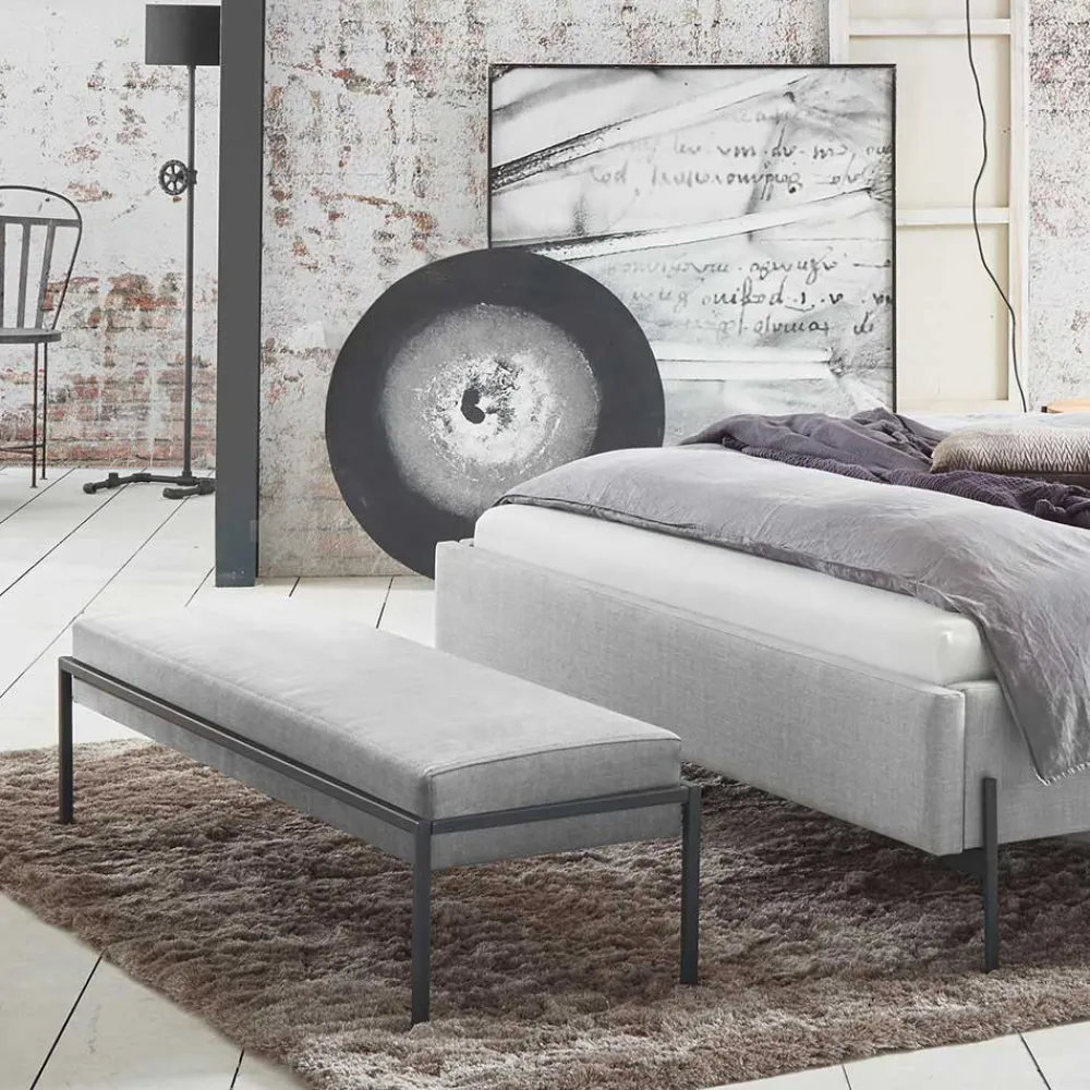 Wohnen Bettbänke|Esszimmerbänke*Bettbank in Grau Stoff - Onald