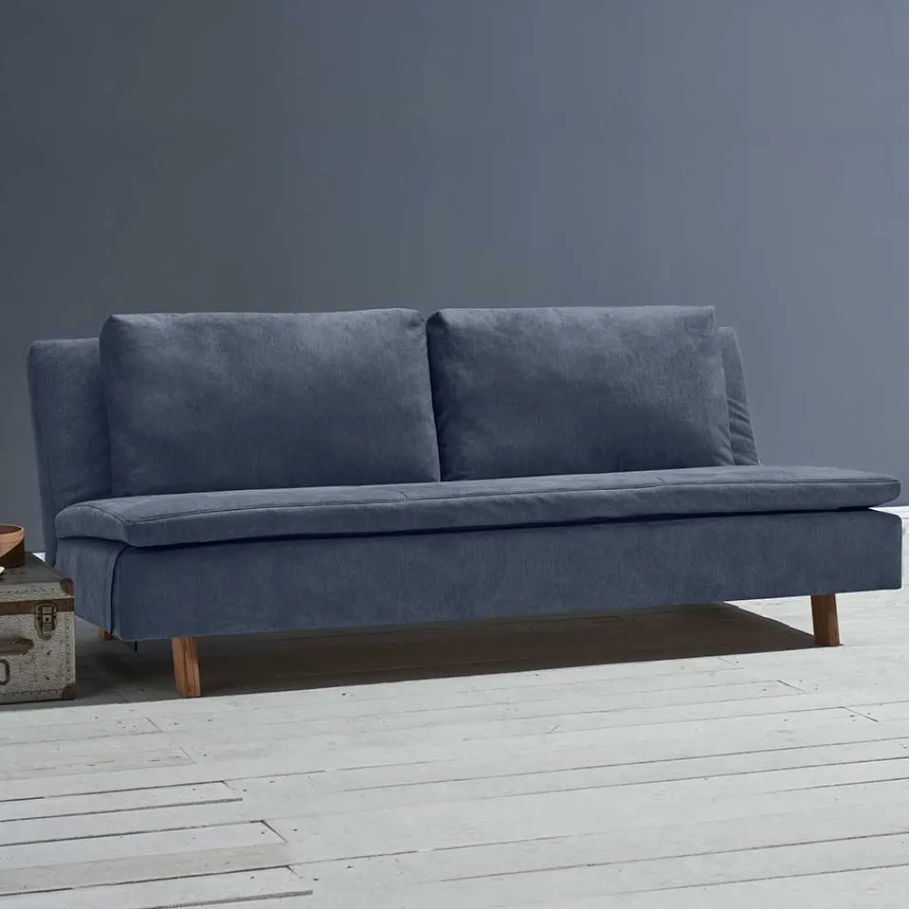 Wohnen Sofas|Sofa*Bettcouch in Dunkelblau mit Eiche - Mattys