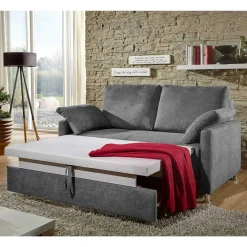 Wohnen Schlafsofas*Bettcouch in Silbergrau Stoff - Hide
