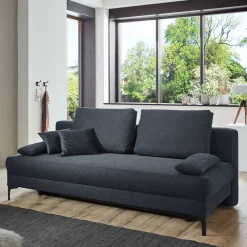 Wohnen Schlafsofas*Bettcouch zum Klappen in Blau Stoff - Louisonna