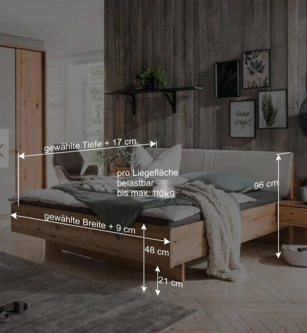 Wohnen Bettgestell & Nachtkommoden Set - Krofun (dreiteilig)