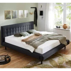 Wohnen Bettgestell in Dunkelgrau mit 140x200 Liegefläche - Vladin