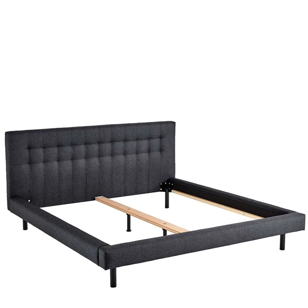 Wohnen Bettgestell in Dunkelgrau mit 140x200 Liegefläche - Vladin