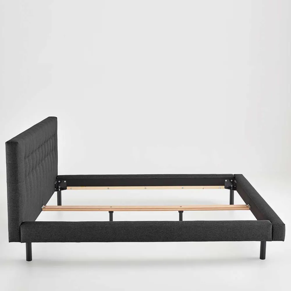 Wohnen Bettgestell in Dunkelgrau mit 140x200 Liegefläche - Vladin