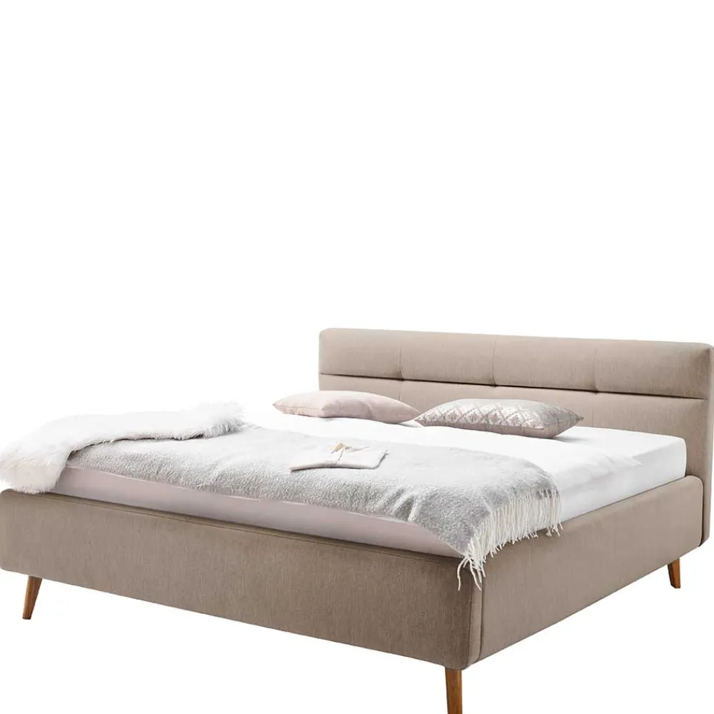 Wohnen Bettkasten Polsterbett in Beige & Eiche - Stroy