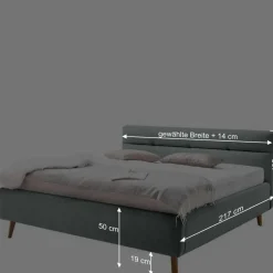 Wohnen Bettkasten Polsterbett in Beige & Eiche - Stroy