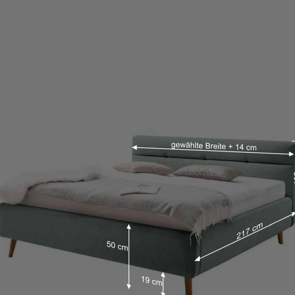 Wohnen Bettkasten Polsterbett in Beige & Eiche - Stroy