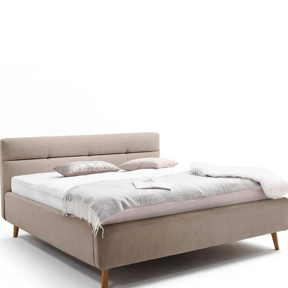 Wohnen Bettkasten Polsterbett in Beige & Eiche - Stroy