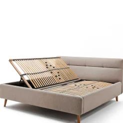 Wohnen Bettkasten Polsterbett in Beige & Eiche - Stroy