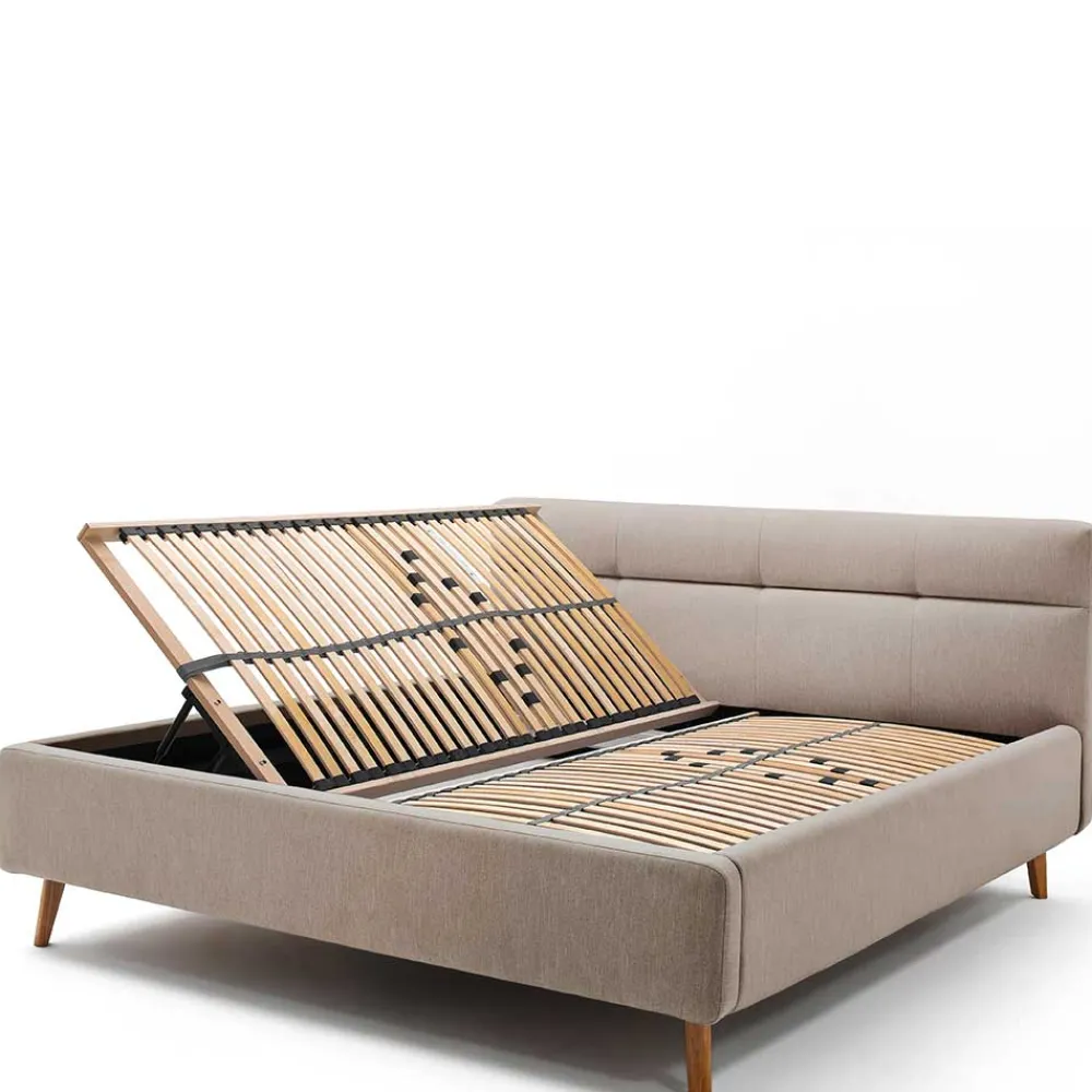 Wohnen Bettkasten Polsterbett in Beige & Eiche - Stroy