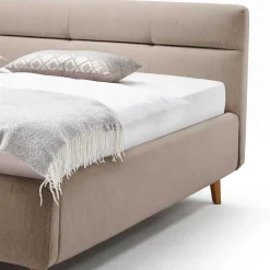 Wohnen Bettkasten Polsterbett in Beige & Eiche - Stroy