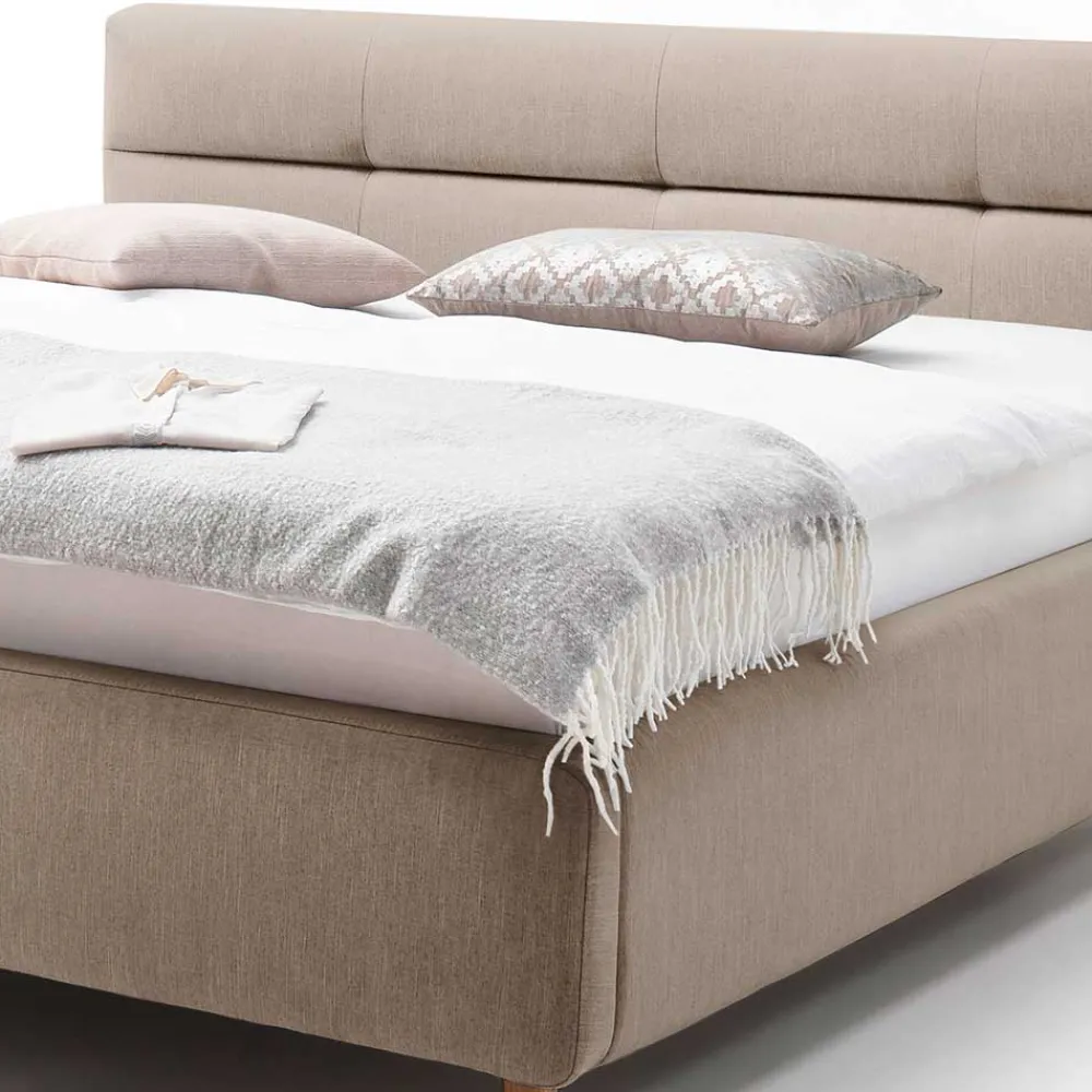 Wohnen Bettkasten Polsterbett in Beige & Eiche - Stroy
