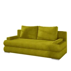 Wohnen Schlafsofas*Bettsofa in Currygelb Samtstoff - Bruce