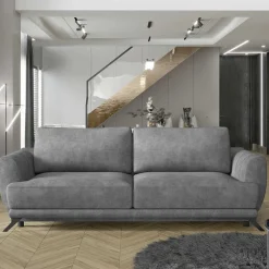 Wohnen Bettsofa in Grau Stoff in Vintage Optik - Salcina