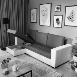 Wohnen Bettsofa in Schwarzbraun Stoffbezug - Zyret