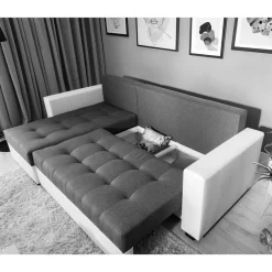 Wohnen Bettsofa in Schwarzbraun Stoffbezug - Zyret