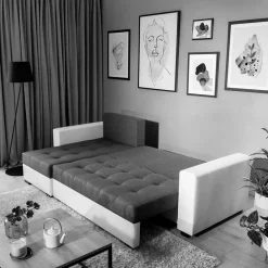 Wohnen Bettsofa in Schwarzbraun Stoffbezug - Zyret