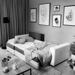 Wohnen Bettsofa in Schwarzbraun Stoffbezug - Zyret